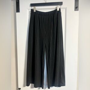 Banana Republic Black Pinstripe Cropped Ankle Wide Leg Pants
